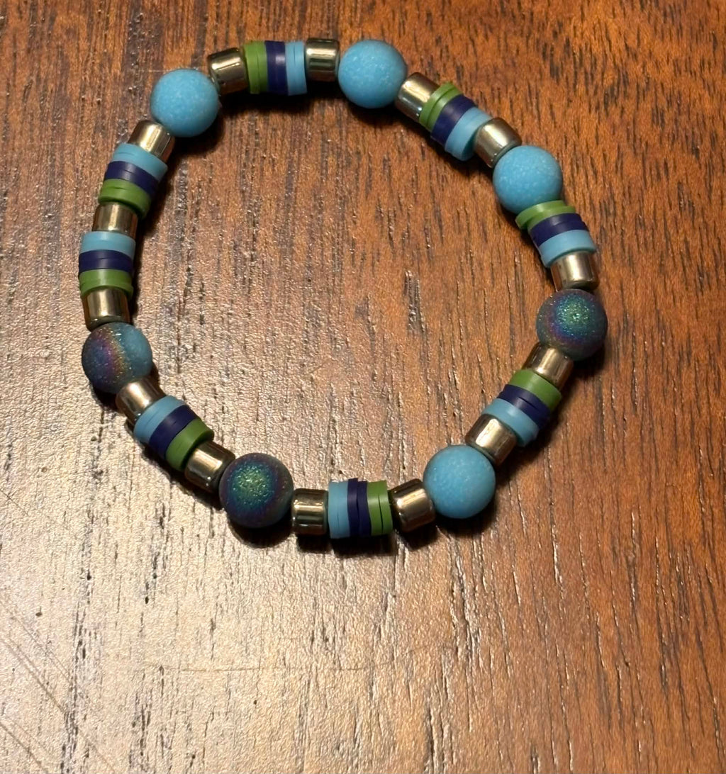 Ocean Breeze Blue & Green Beaded Bracelet