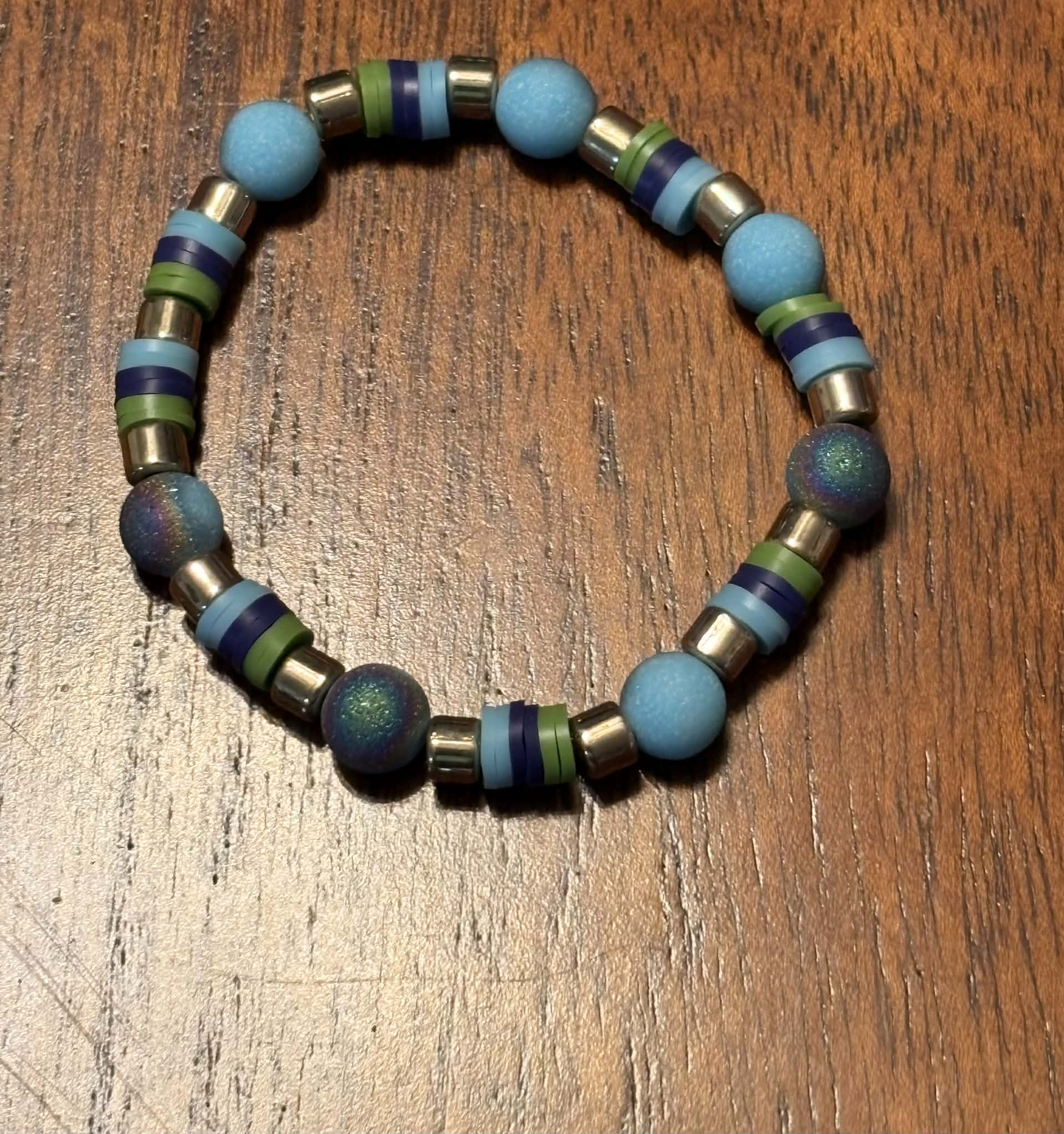 Ocean Breeze Blue & Green Beaded Bracelet