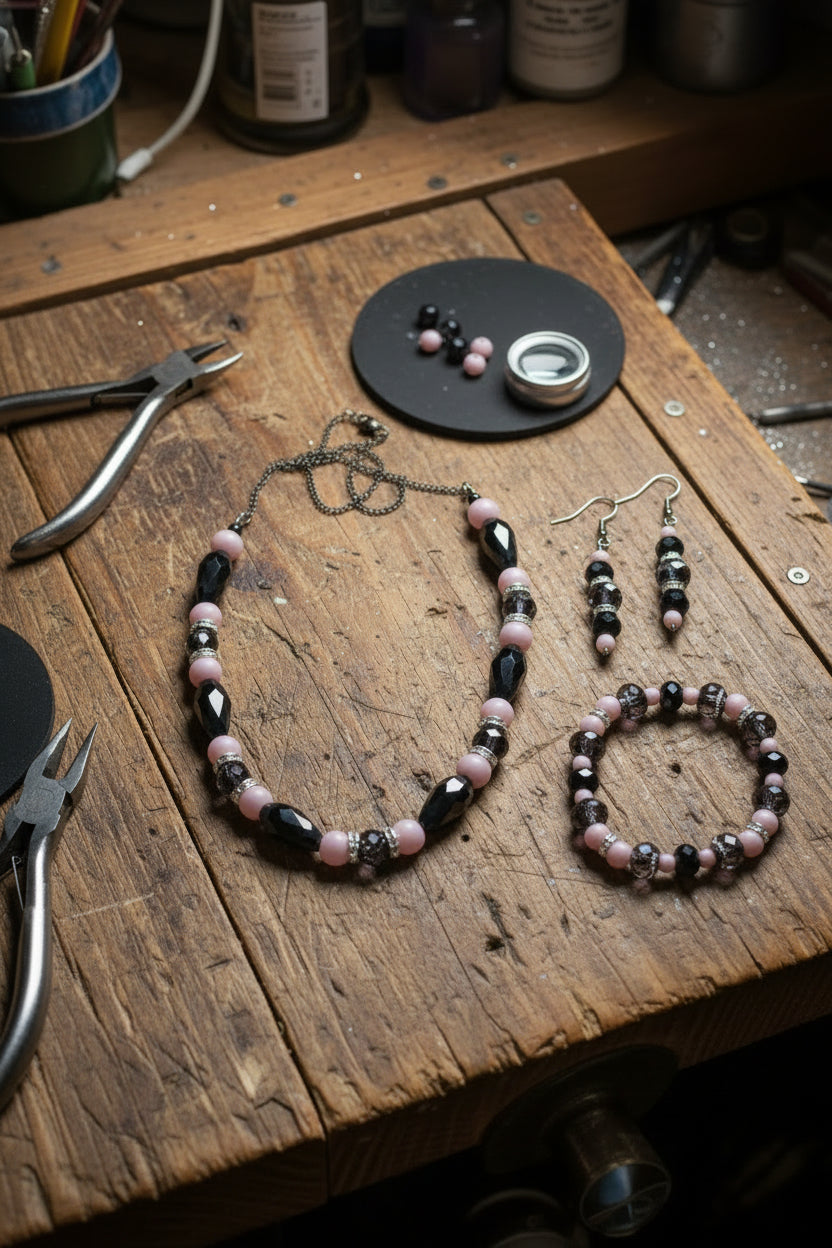 Midnight Rose Necklace, Bracelet & Earring Set