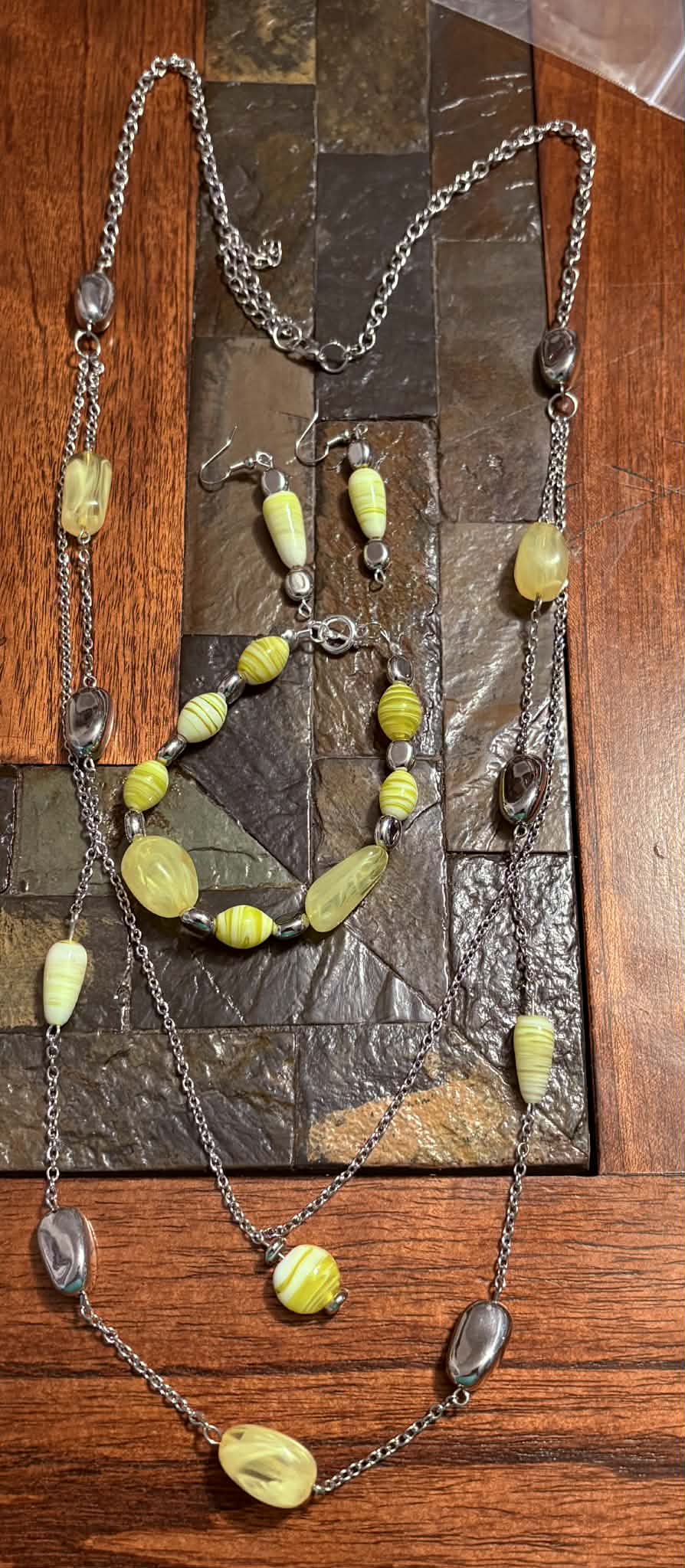 Yellow & Silver Stone Jewelry Set