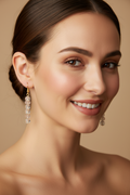 Pink and Frosted Glass Bead Drop Earrings with Iridescent Shimmer