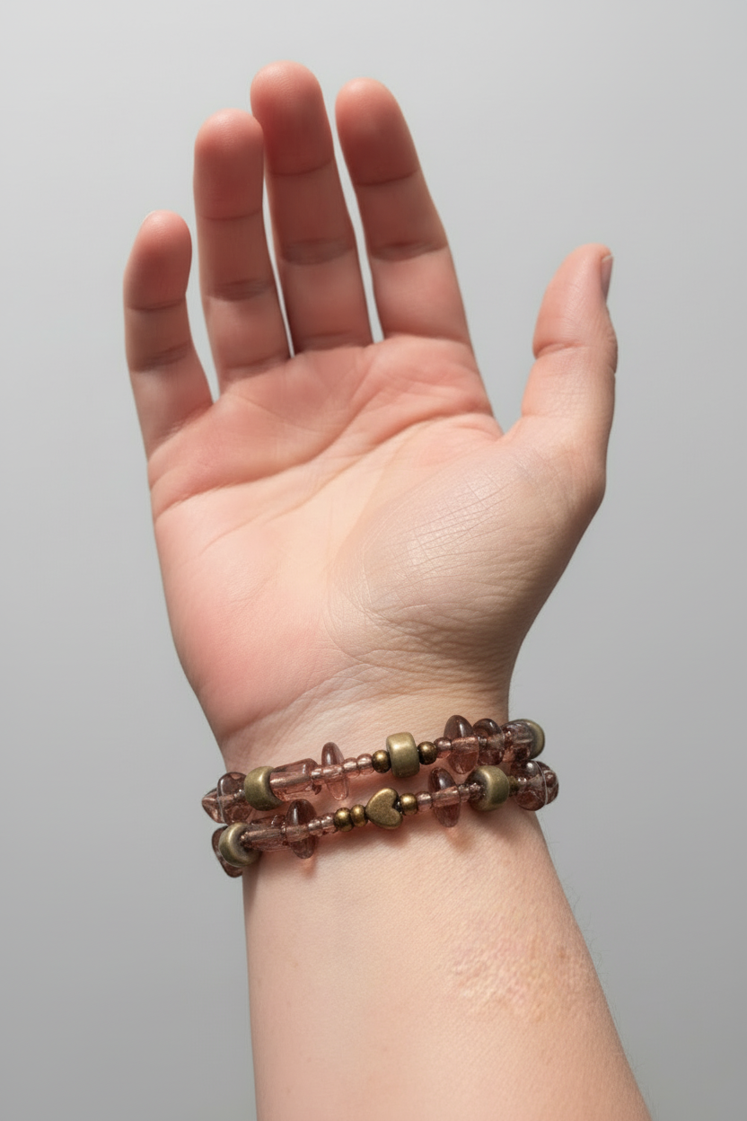 Woodland Heart Charm Bracelet - Slender Wrist View